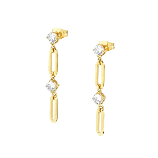 Chainsofstyle drop earrings with CZ stones (Gold IP Plated)