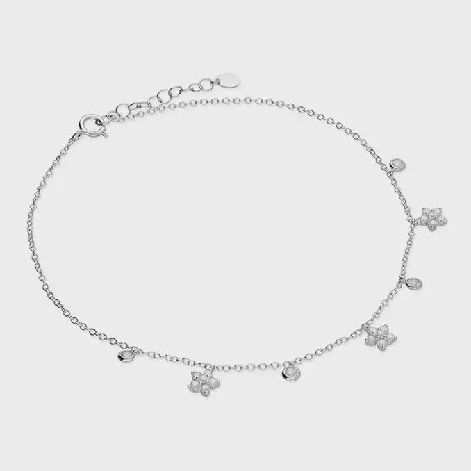 Cubic Zirconia Flower Anklet