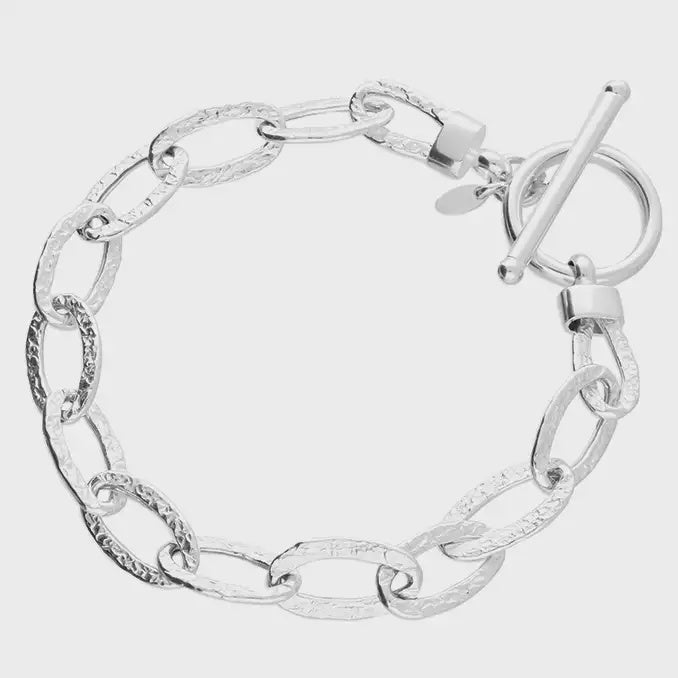 21cm hollow T-bar textured paper chain link bracelet