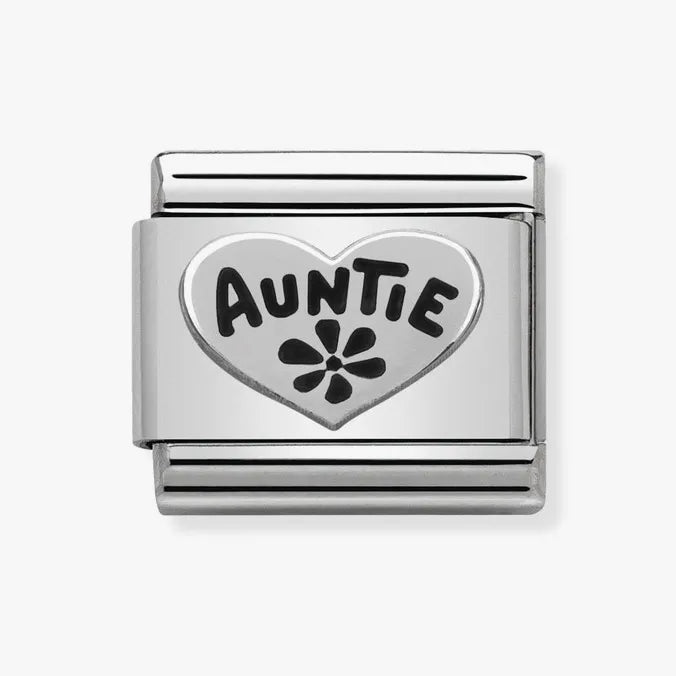 Classic Silver Auntie Heart Charm