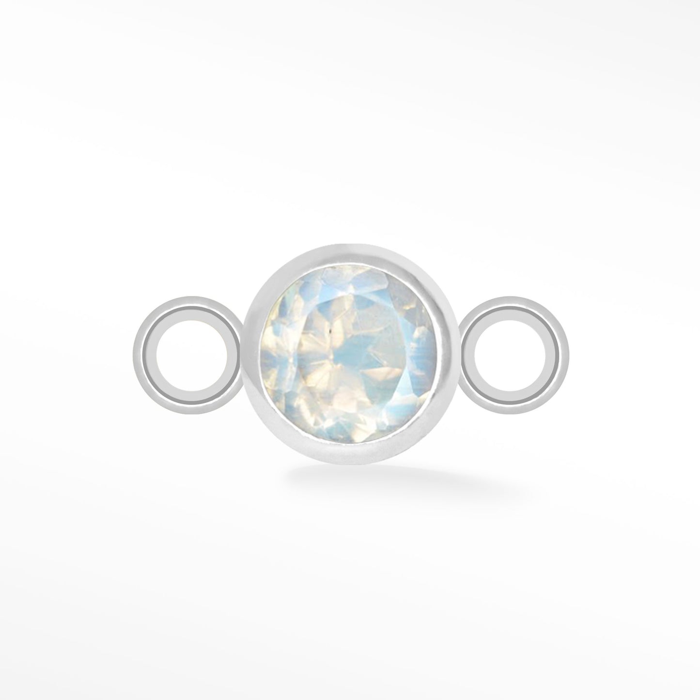 Natural Gemstone Simple Bezel Connector Moonstone Sterling Silver.