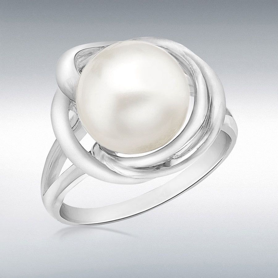 STERLING SILVER SWAROVSKI PEARL SWIRL RING
