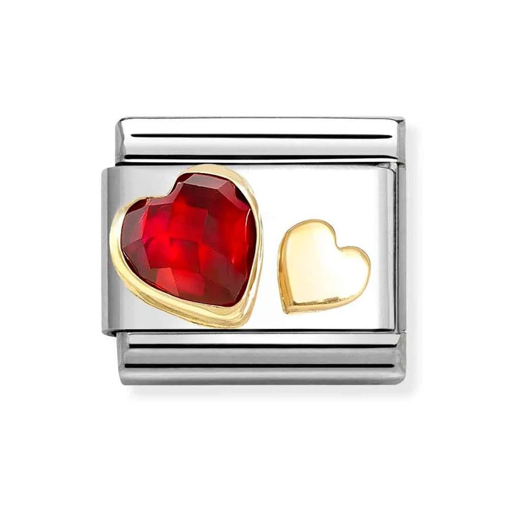 Classic Gold & Red Heart Faceted CZ Charm