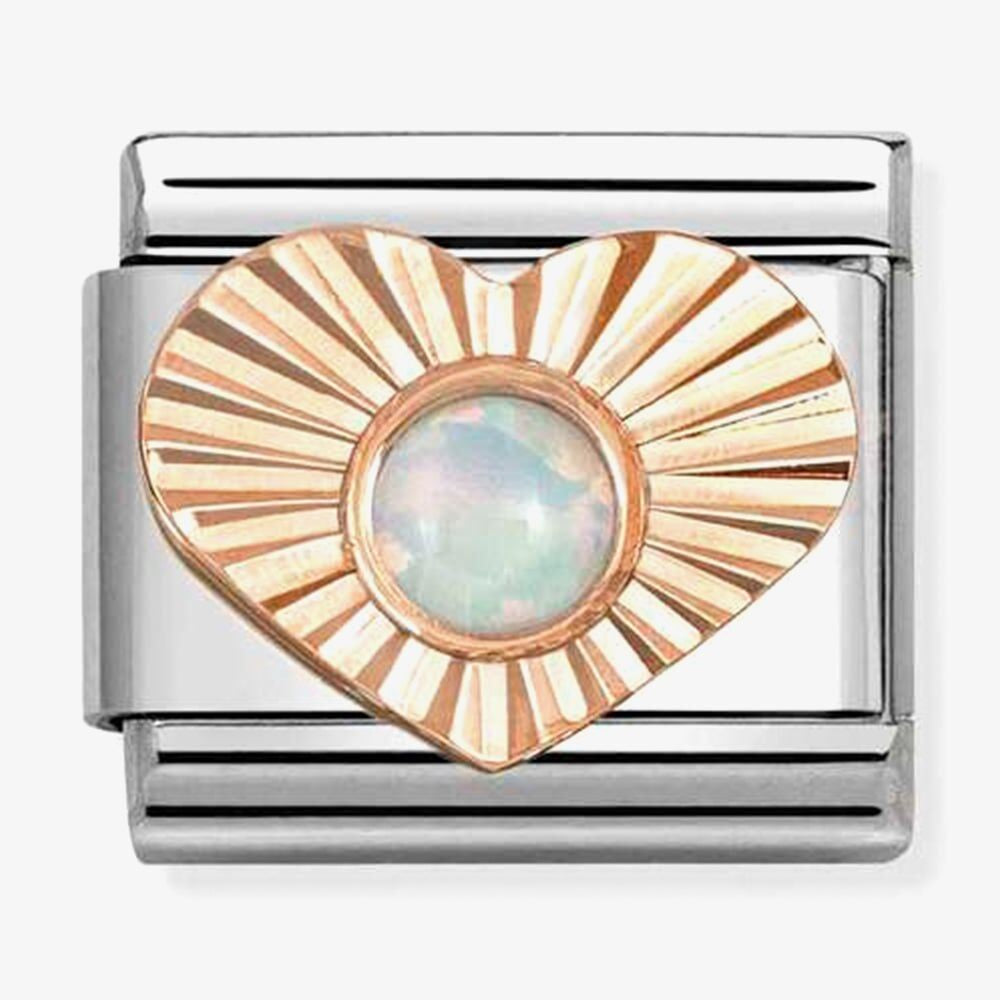 Composable Classic Link, Rose Gold Heart, White Opal