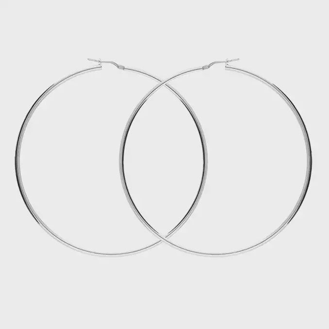 Silver 70mm hinged hoops with creole fitting
