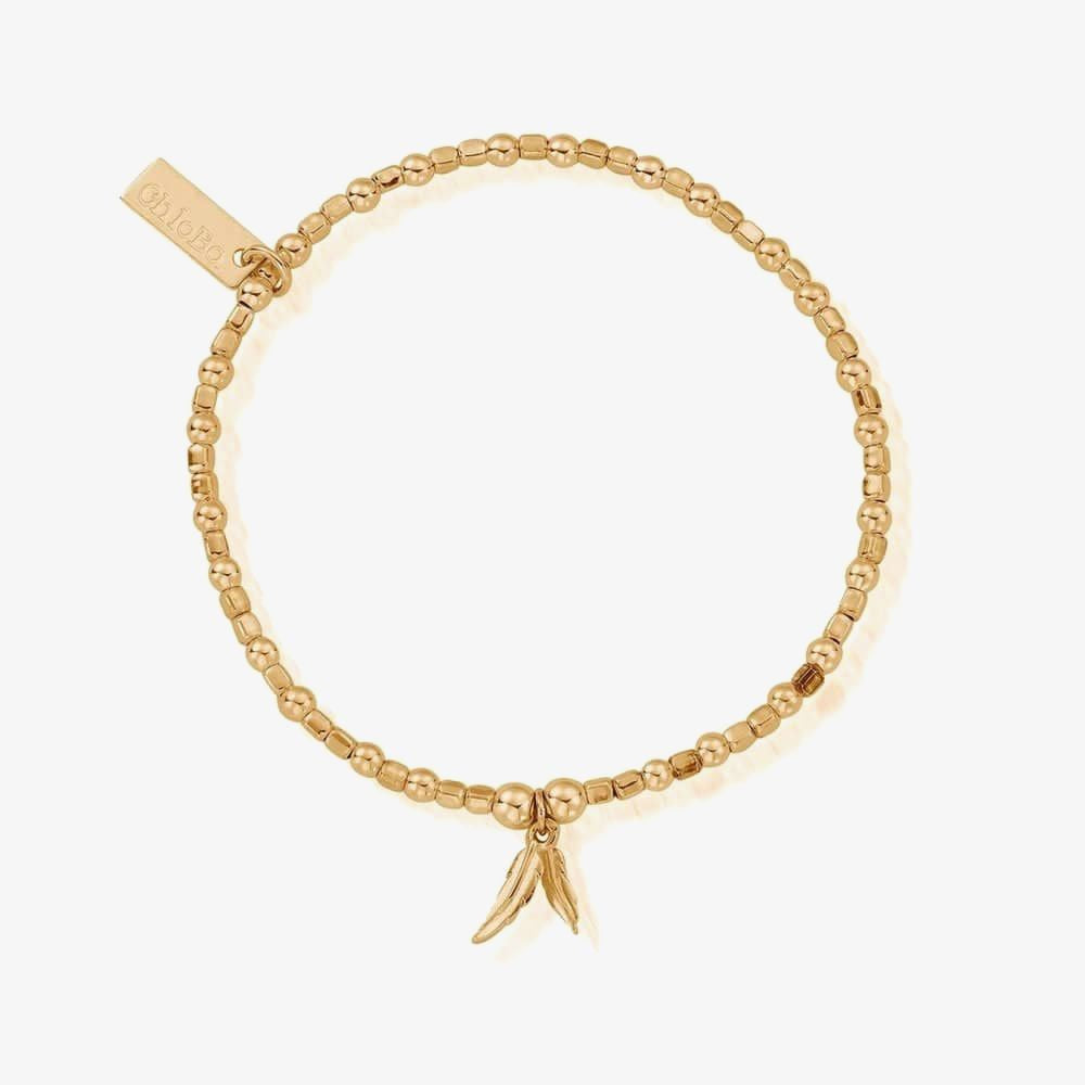 Gold Mini Cube Double Feather Bracelet