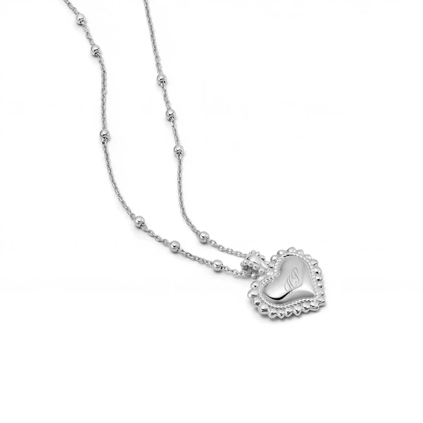 Mini Engravable Bobble Heart Necklace Sterling Silver