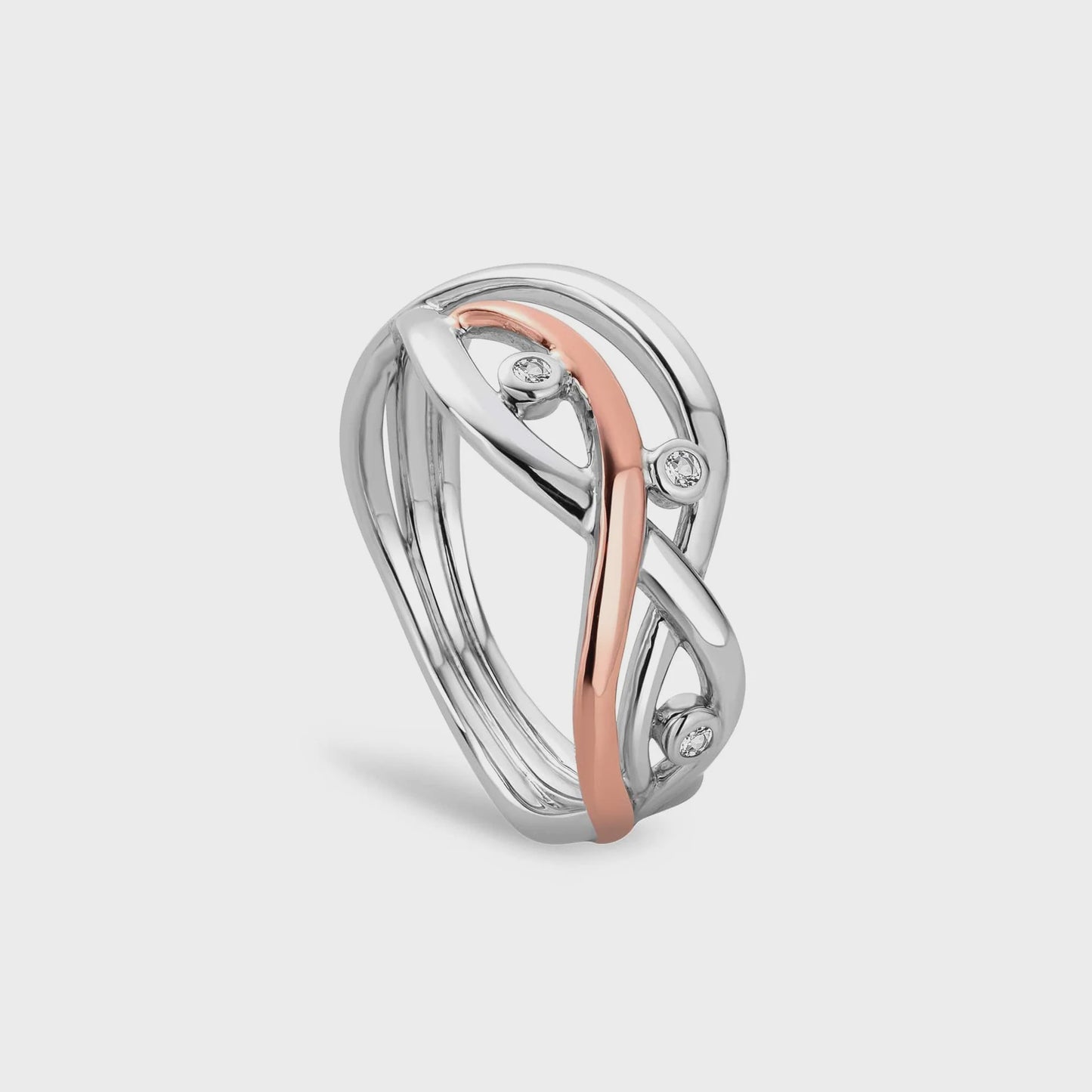 Clogau Nature's Wonder Sterling Silver Waterfall Ring with Topaz