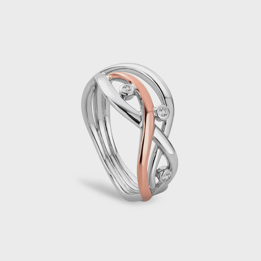 Clogau Nature's Wonder Sterling Silver Waterfall Ring with Topaz