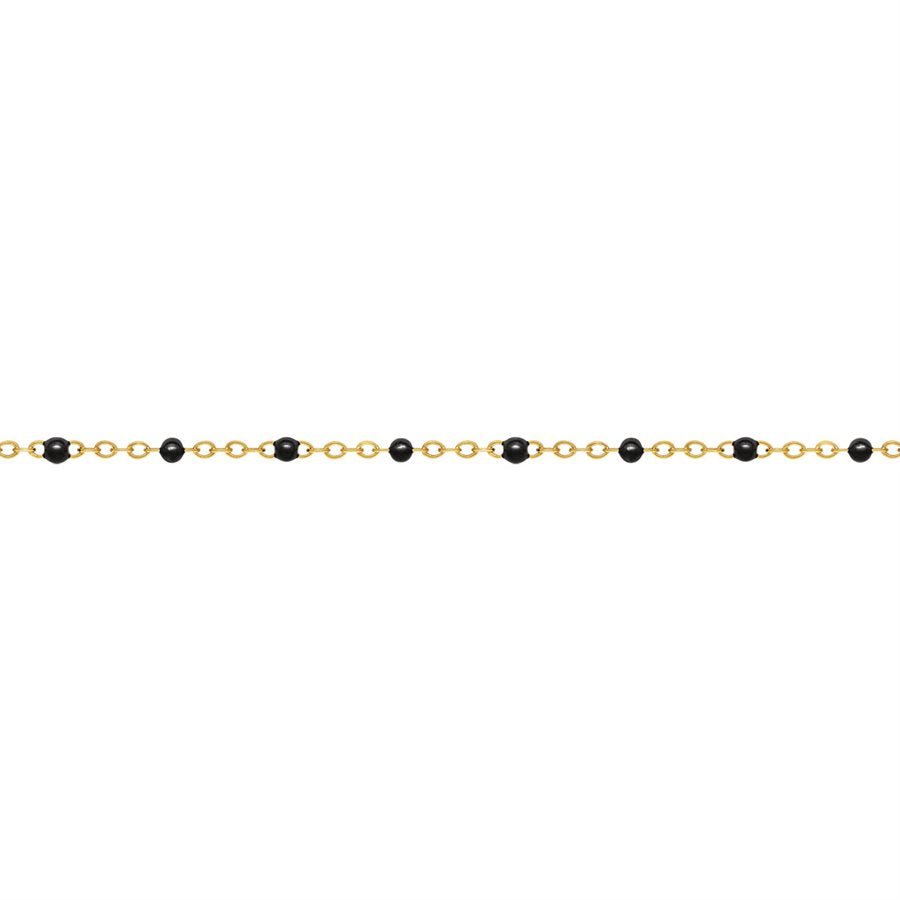 4ct Yellow Gold Filled 1.7mm Flat Cable Chain With Black Epoxy Beads 27cm for Anklet