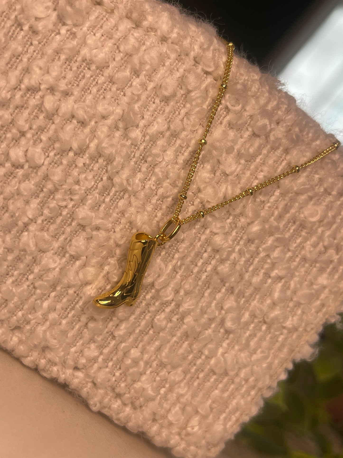 Gold Plated Cowboy Boot Necklace