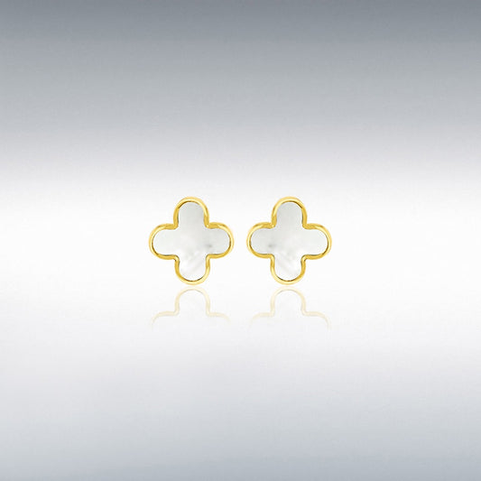 9ct Yellow Gold 6.5mm x 6.5mm Mother of Pearl Petal Stud Earring