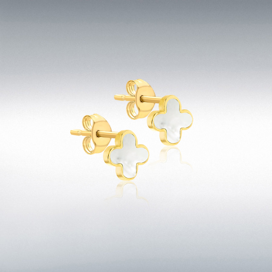 9ct Yellow Gold 6.5mm x 6.5mm Mother of Pearl Petal Stud Earring
