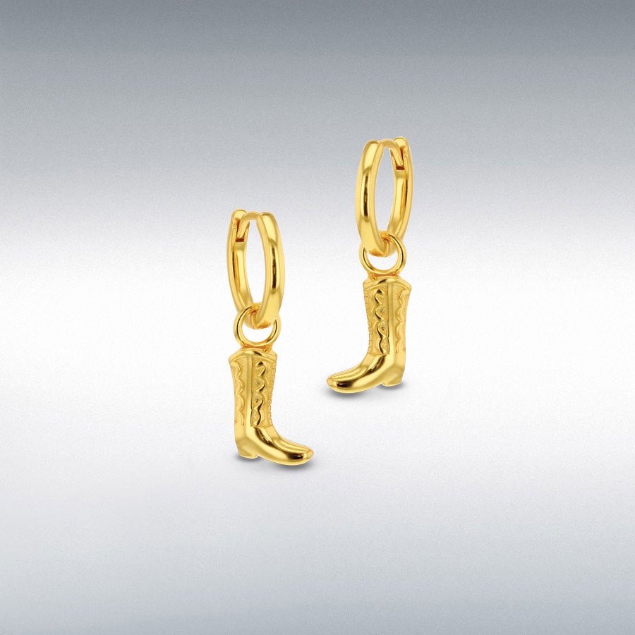 Gold Plated Cowboy Boot Hoop Earrings
