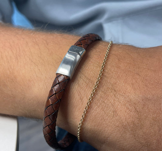 Antique Dark Brown Leather bracelet 23cm