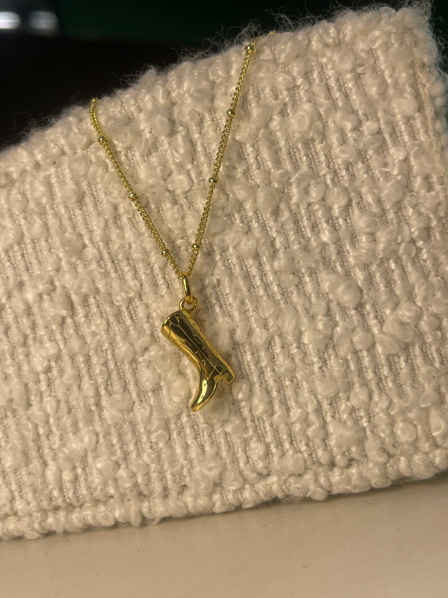 Gold Plated Cowboy Boot Necklace