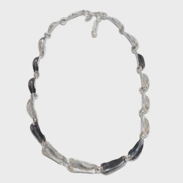 Silver oxidised statement necklace