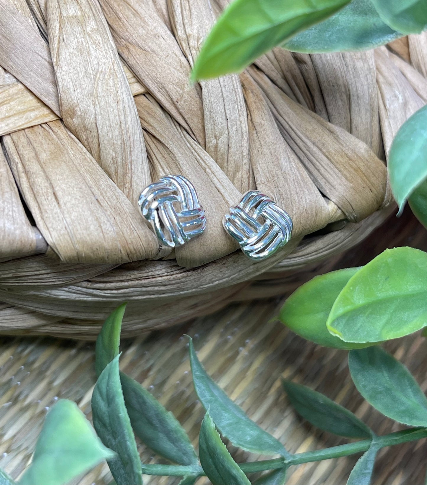 Sterling Silver Triple Wool Stud Earrings