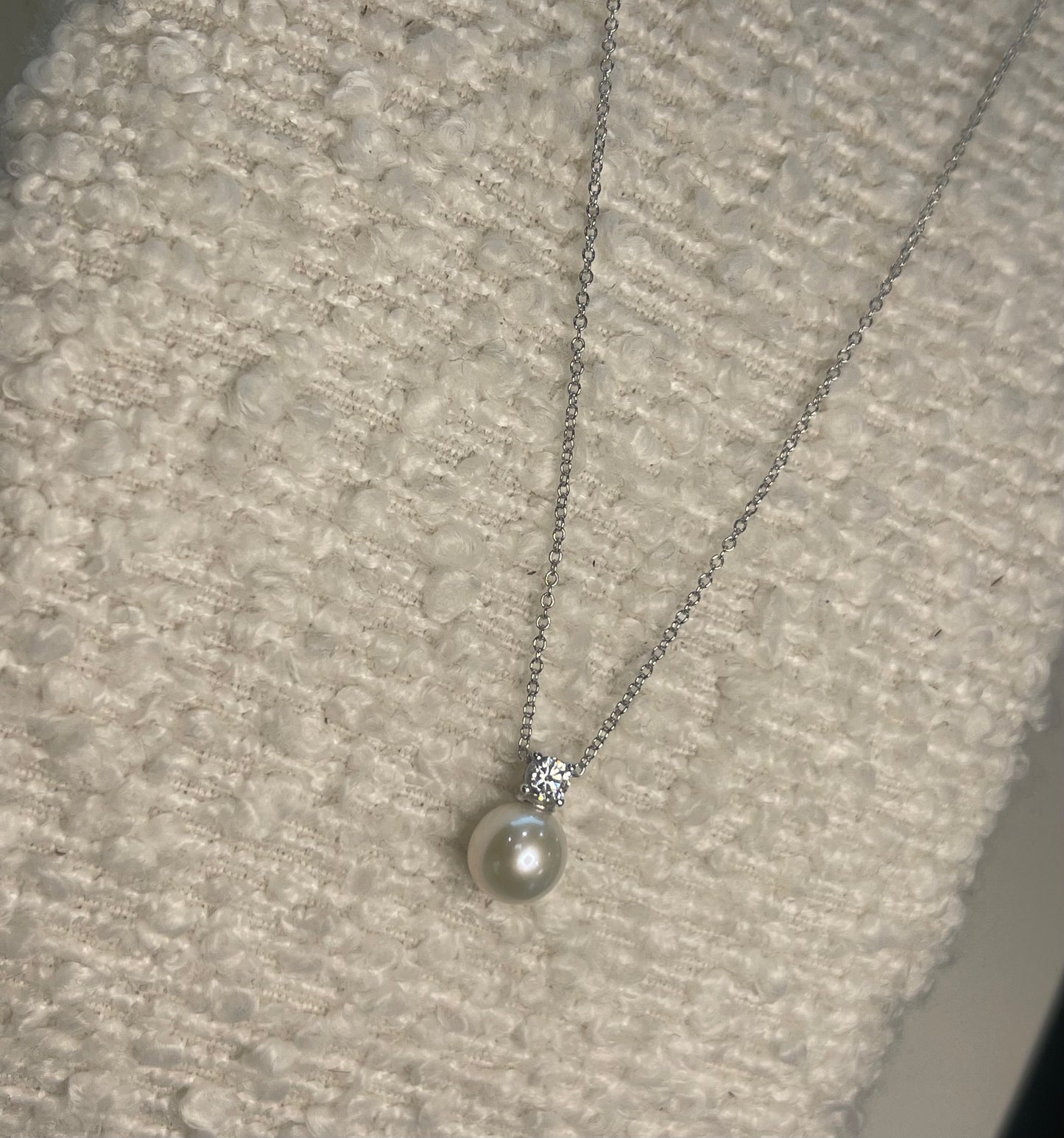 SILVER FRESH WATER PEARL/CZ NECKLET 8MM
