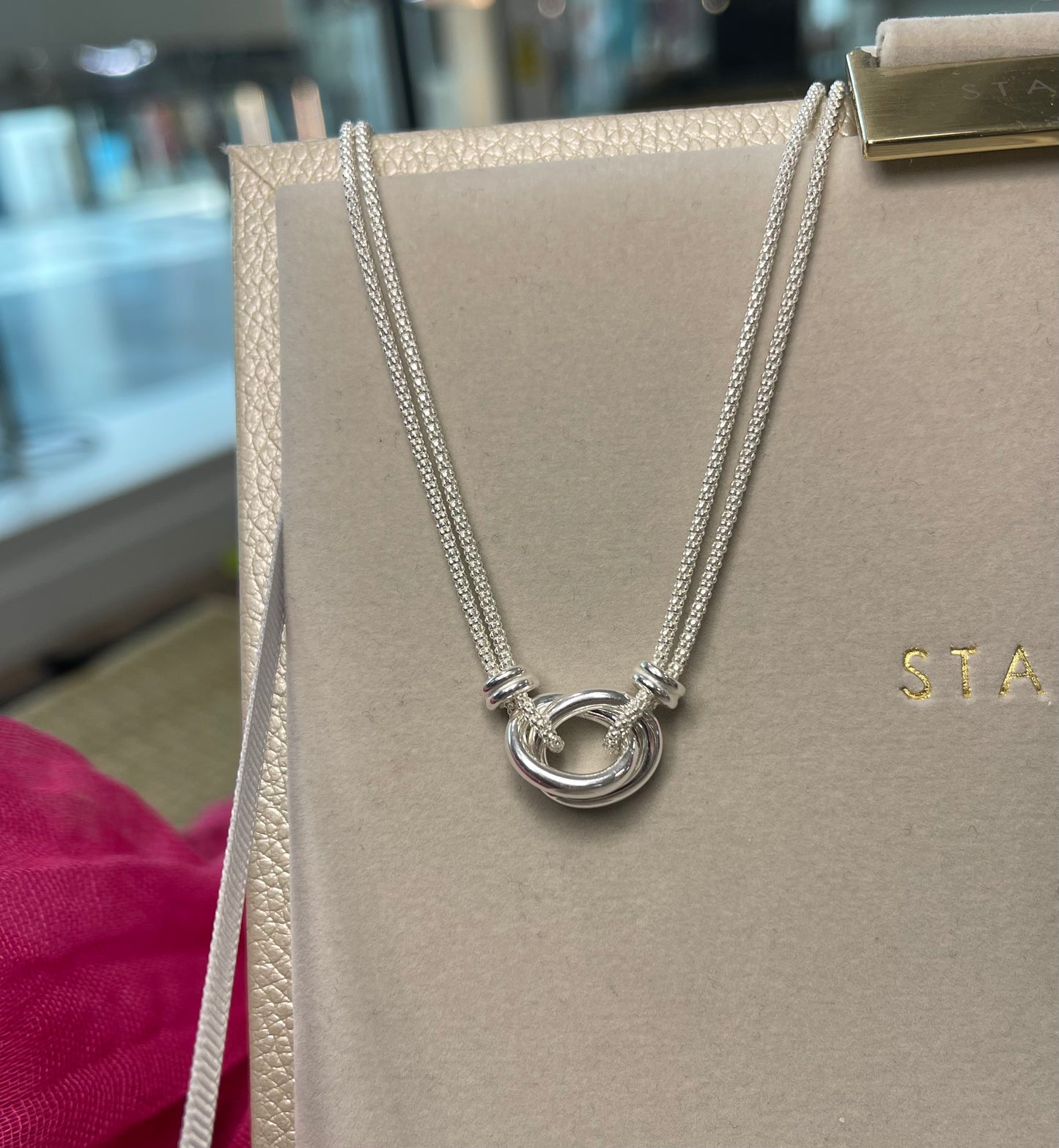 Sterling Silver 41-46cm Extender Entwined Knot on a Double Popcorn Chain