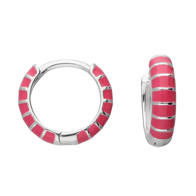Pink Striped Enamel Earrings