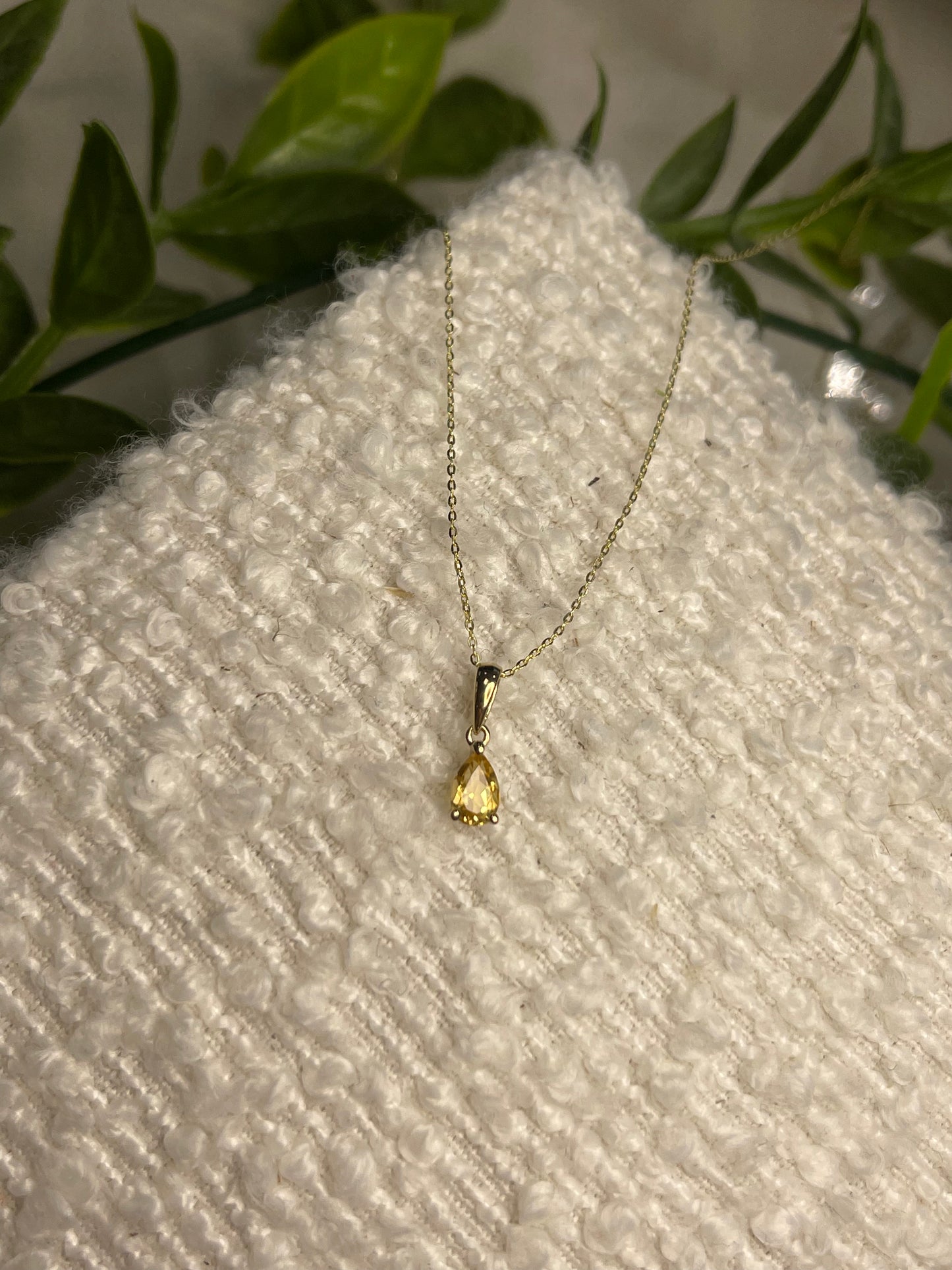9ct Gold Pear Shape Citrine Necklace