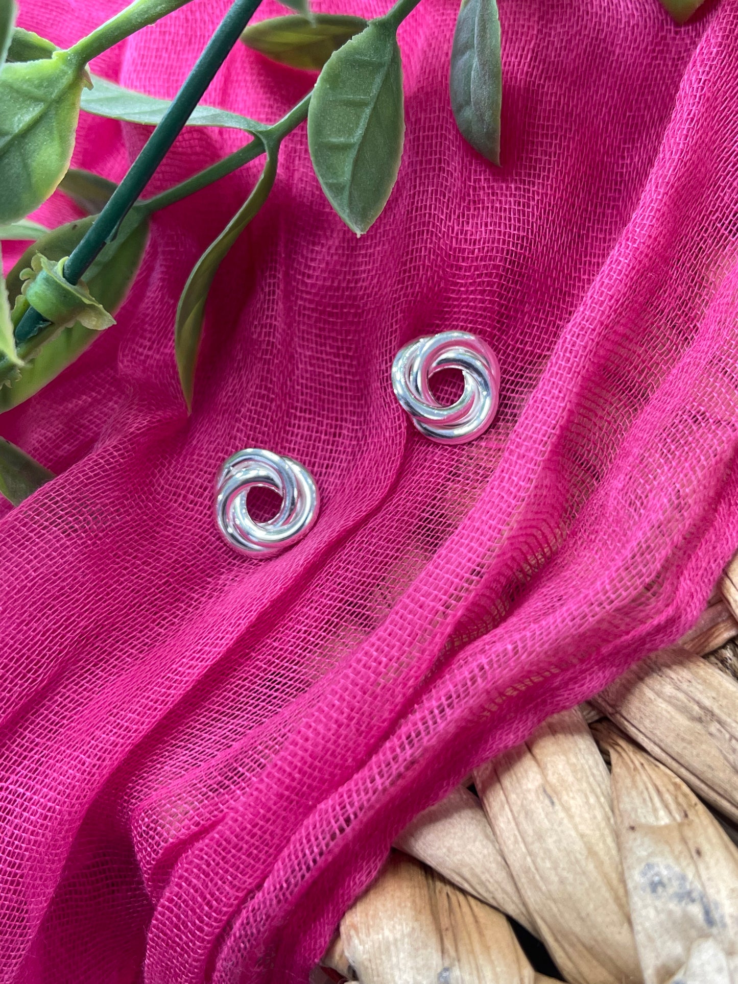 Sterling Silver Plain Knot Large Stud Earrings
