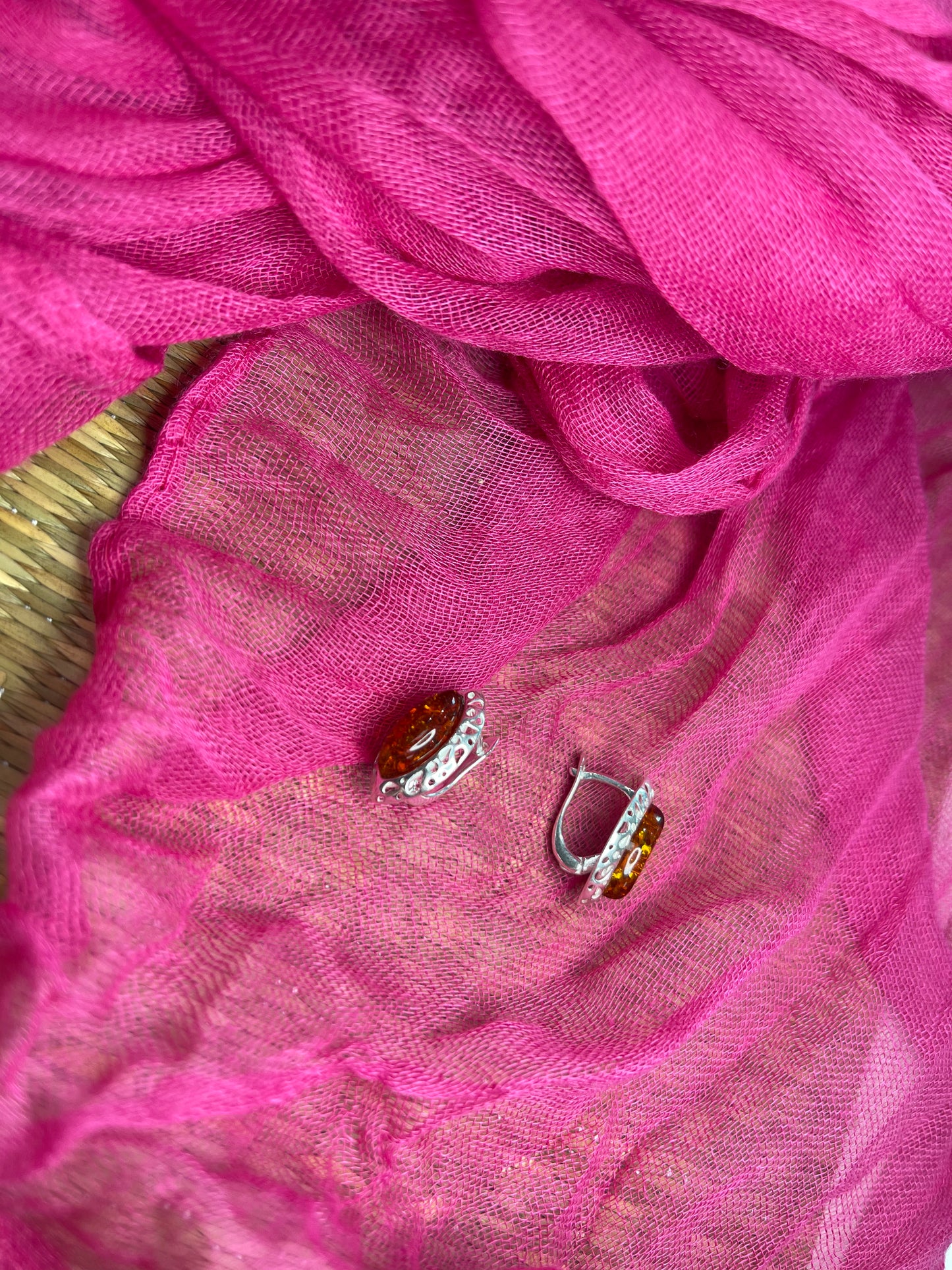 Marquise shaped Amber hoop earrings
