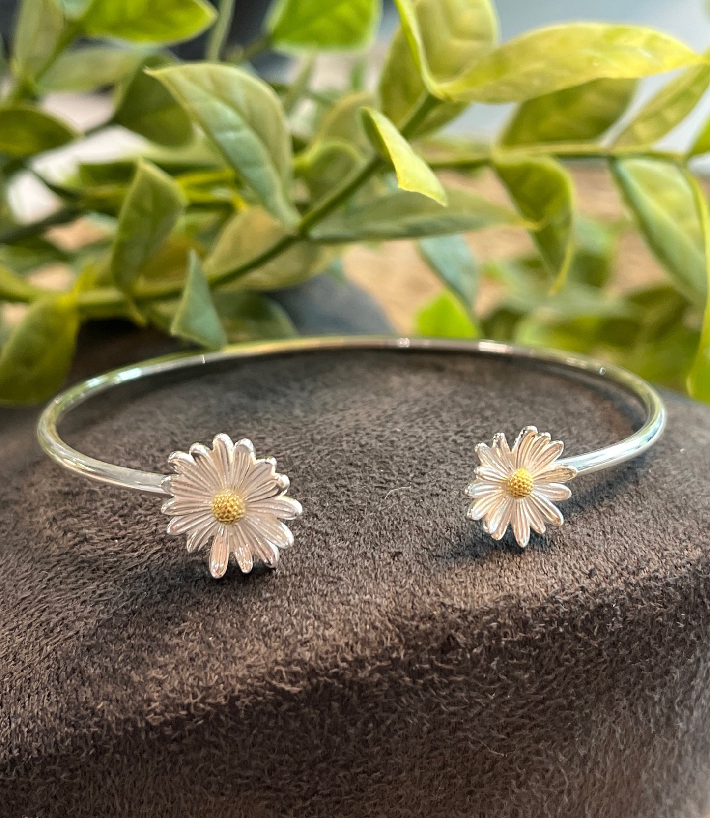 Decorated Small & Large Daisy Open Bangle