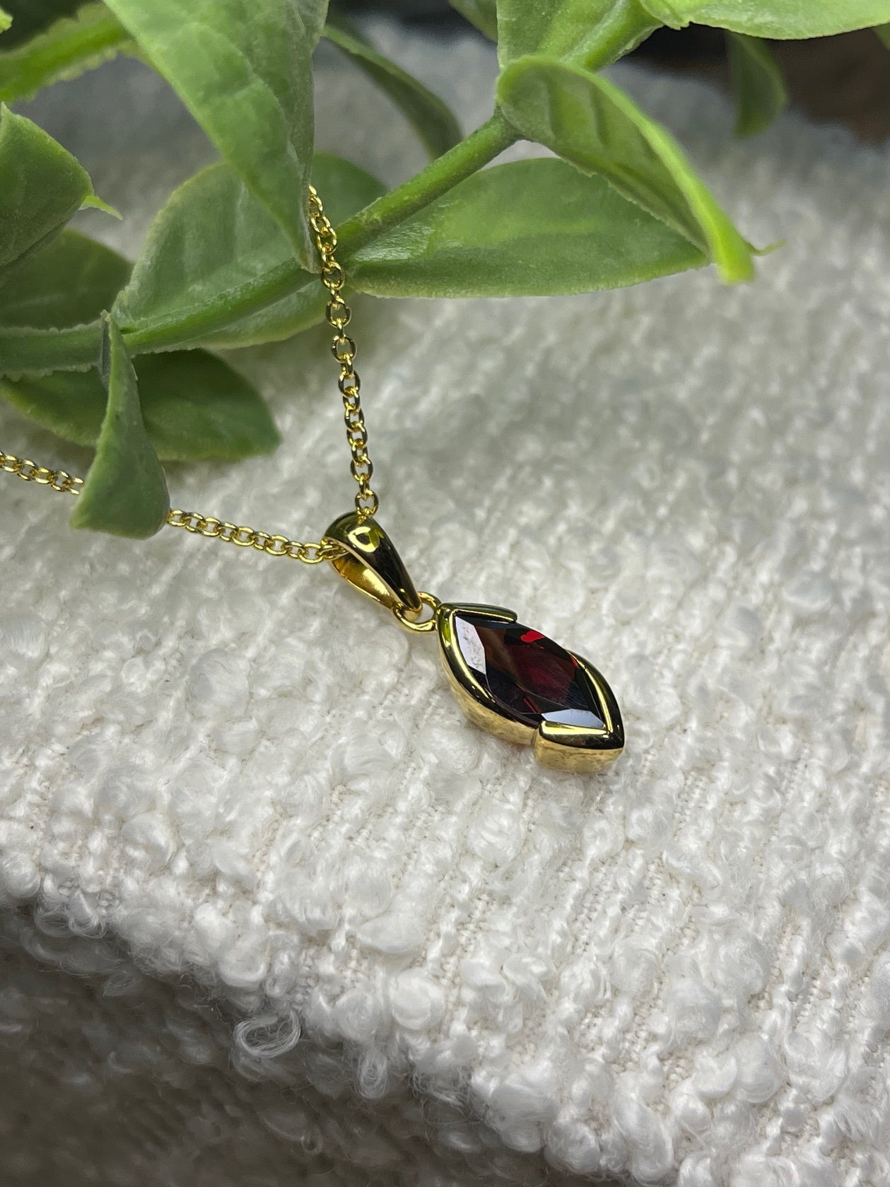 Garnet silver pendant with 18k Gold Plating