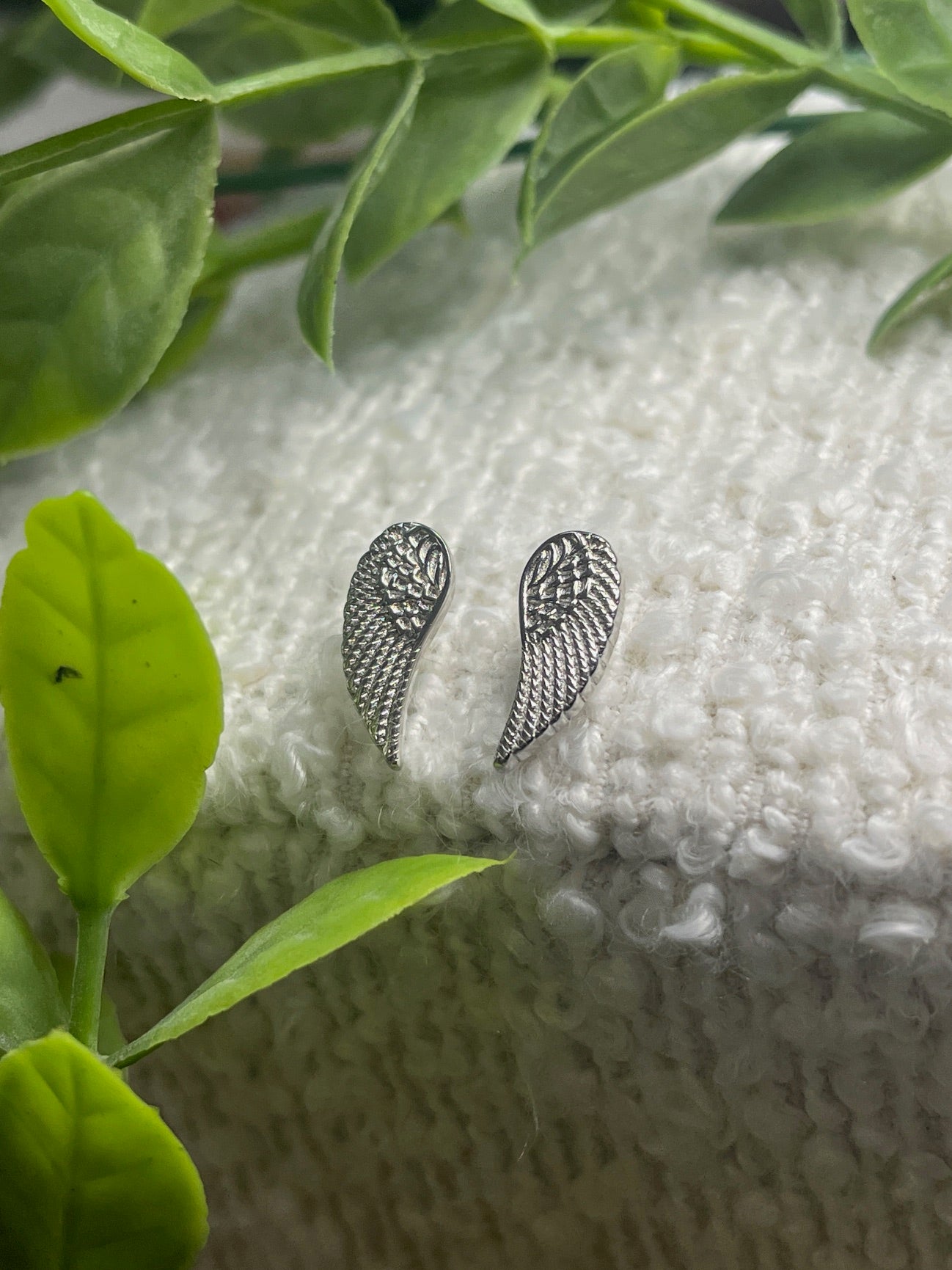 SILVER ANGEL WINGS STUDS