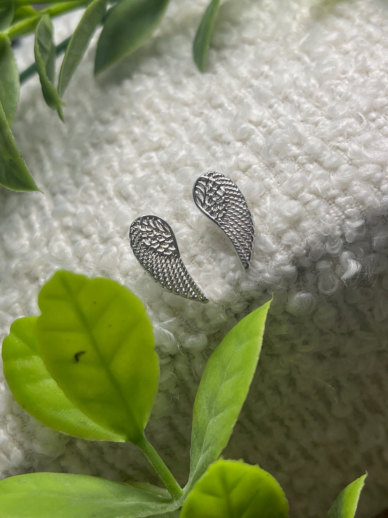 SILVER ANGEL WINGS STUDS