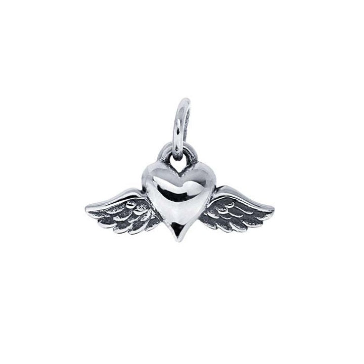 Sterling Silver Heart with Wings Charm