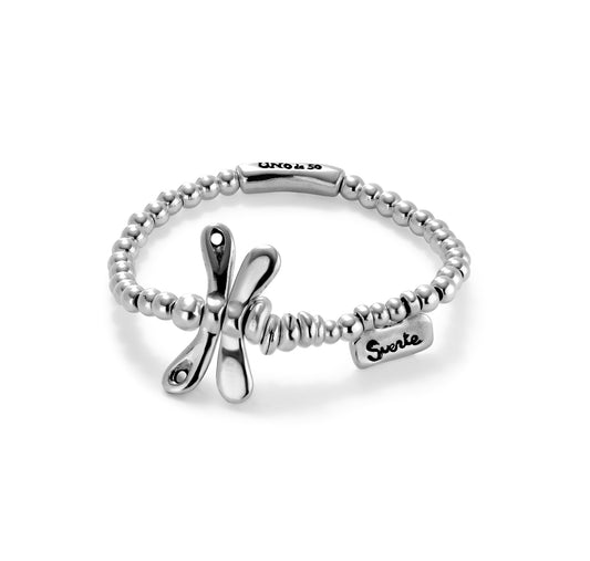 UNOde50 SER REBEL Elastic Bracelet with Silver Dragonfly (SIZE M)