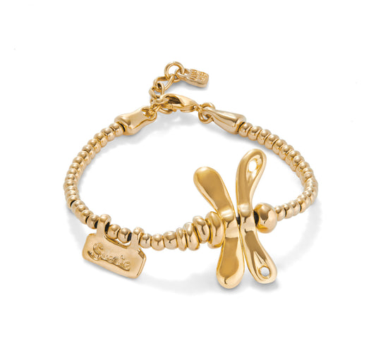 UNOde50 SER REBEL Elastic Bracelet with 18ct Gold-Plated Dragonfly
