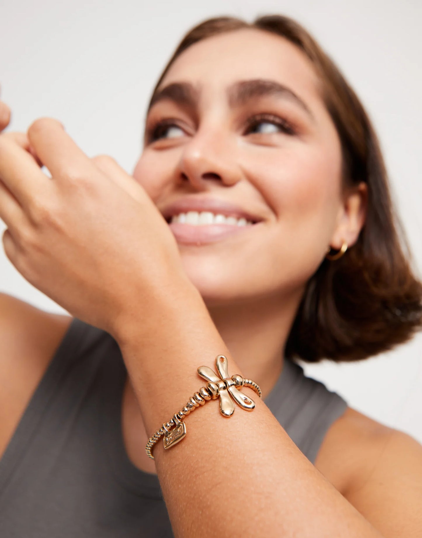 UNOde50 SER REBEL Elastic Bracelet with 18ct Gold-Plated Dragonfly