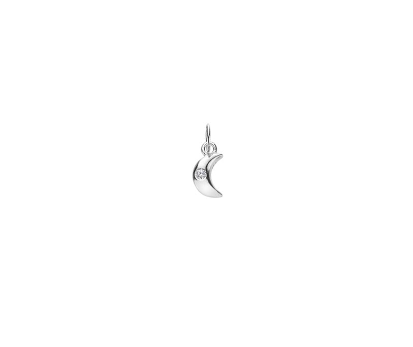 Tiny Silver CZ Set Moon Sterling Silver