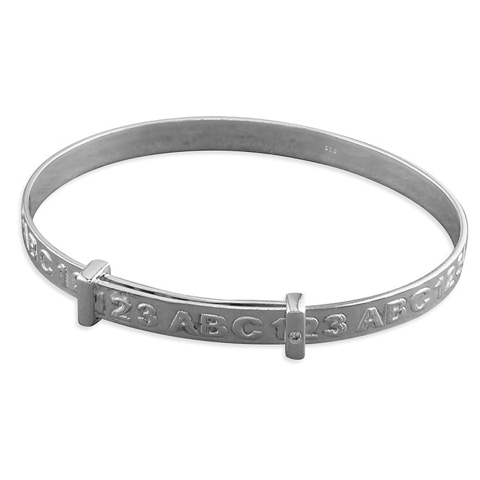 Sterling Silver Alphabet Expanding  Baby Bangle