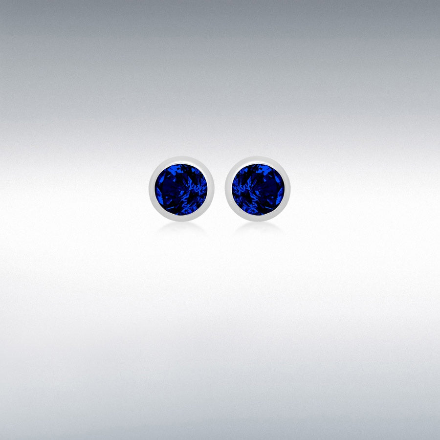 Sterling Silver 3mm Blue CZ September Birthstone 4mm Stud Earrings