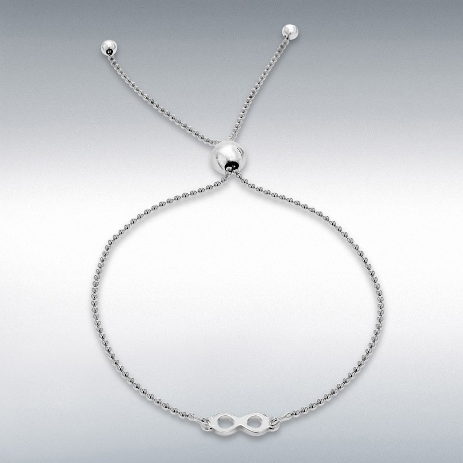 Sterling Silver Rhodium Plated 'Infinity' Sliding Adjustable Bracelet 23cm