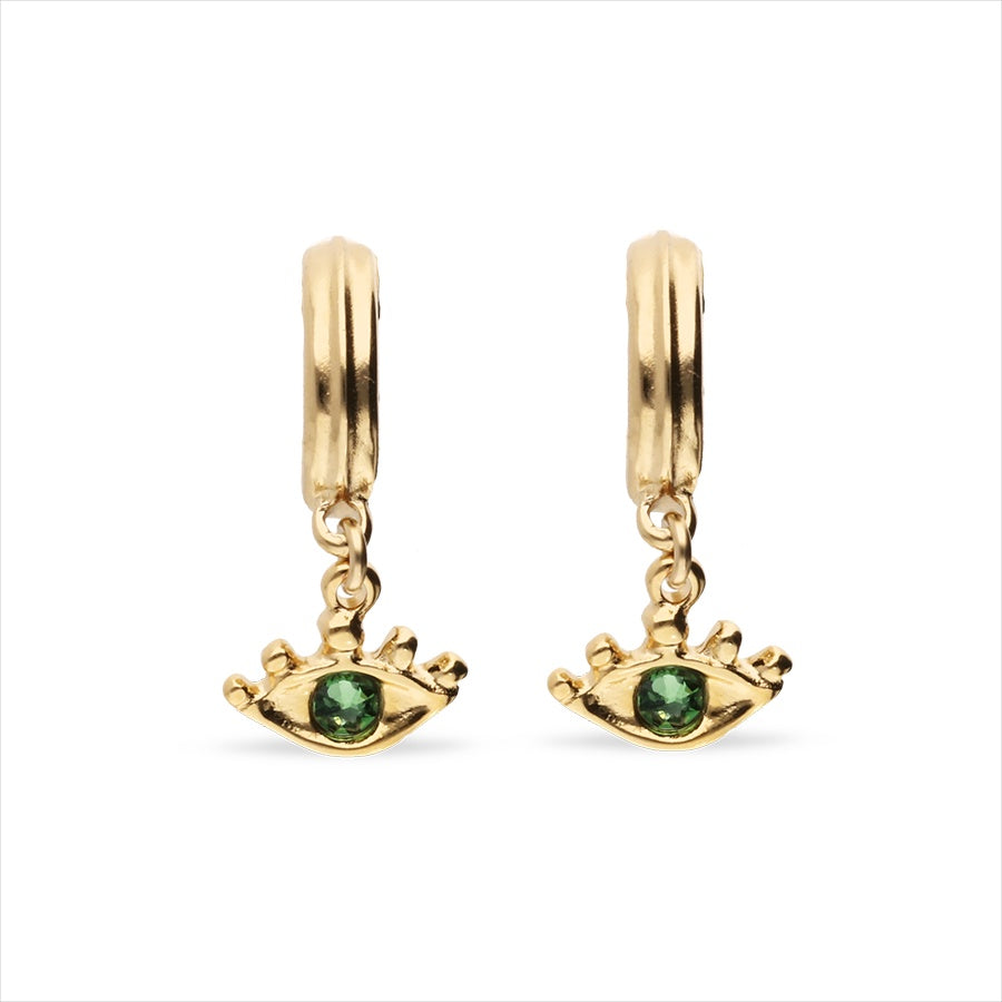 SER INTUITIVA EARRINGS WITH GREEN CRYSTALS GOLD PLATED