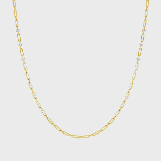 Chainsofstyle long necklace with Cubic Zirconia (Gold IP Plated)