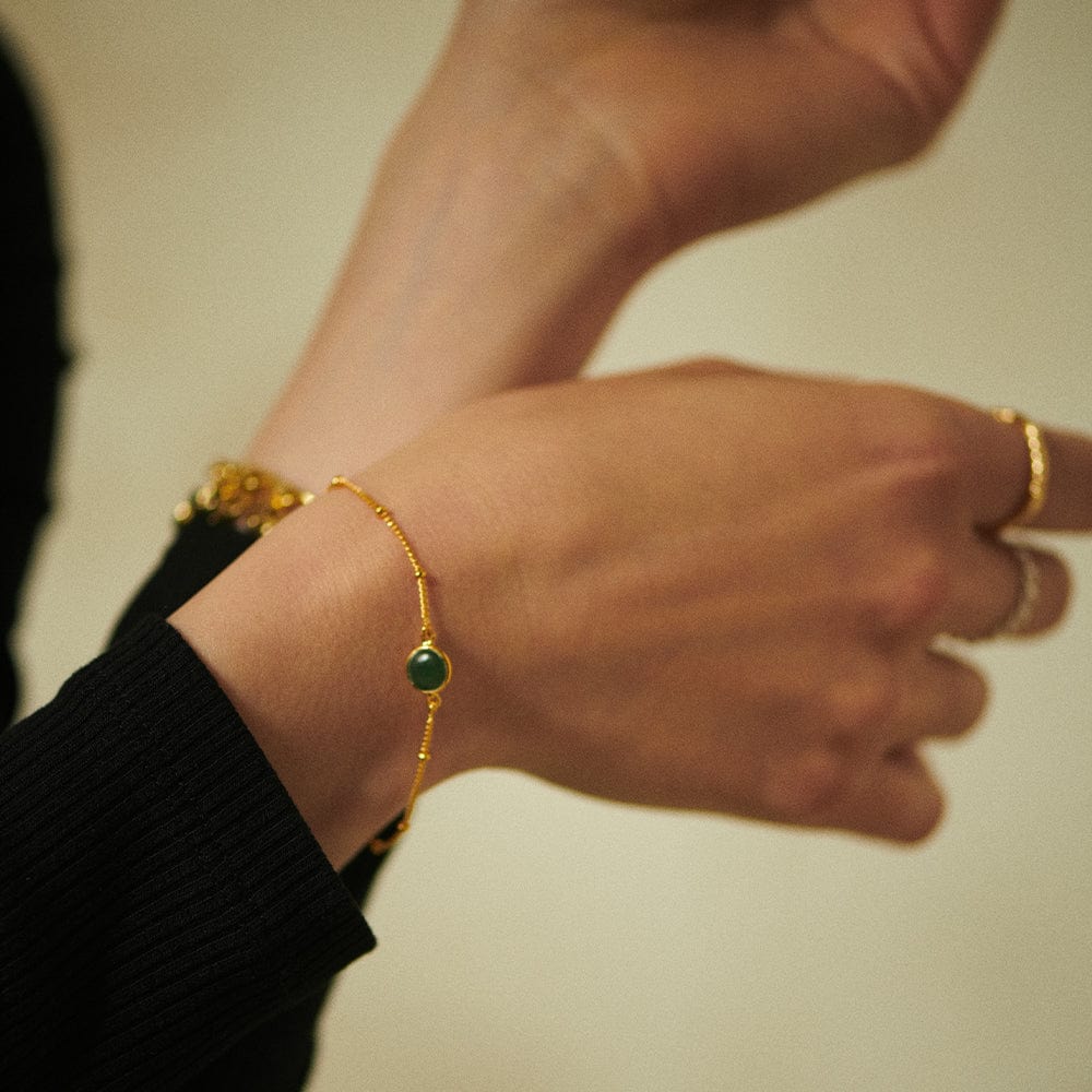 GREEN AVENTURINE HEALING STONE BRACELET GOLD