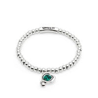 UNOde50 Silver Plated Green Crystal Heart Bracelet Medium