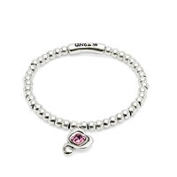 UNOde50 Silver Plated Pink Crystal Heart Bracelet Medium