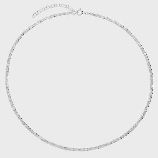 Sterling Silver Necklace - 38-43cm Extender white cubic zirconia tennis