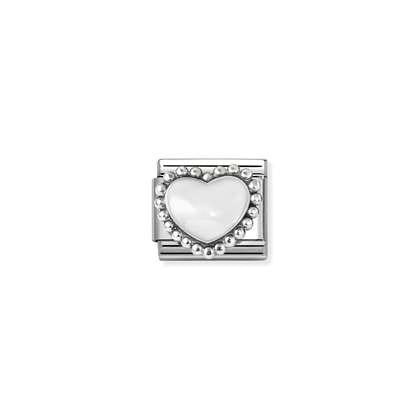 COMPOSABLE Classic SYMBOLS in Stainless Steel, 925 Sterling Silver WHITE RAISED HEART