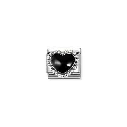 COMPOSABLE Classic SYMBOLS in Stainless Steel and 925 Sterling Silver BLACK RAISED HEART