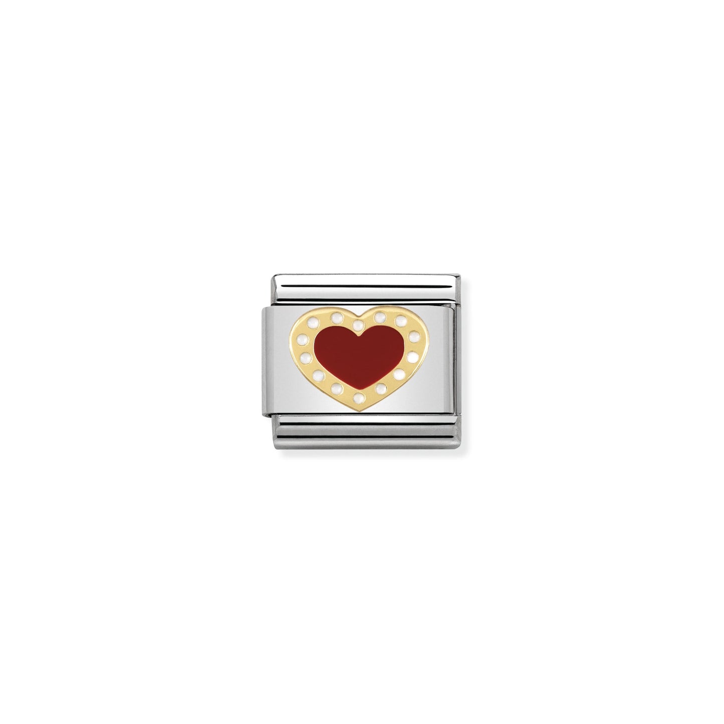 Composable Classic LOVE 2 stainless steel, enamel and bonded yellow gold (04_Heart with dots RED)