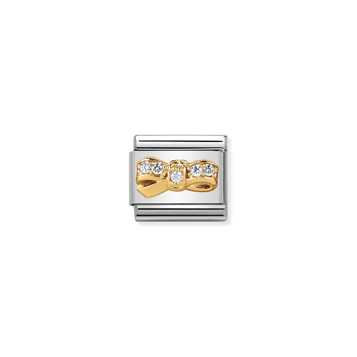 Comp, Classic FUN 1 stainless steel, bonded yellow gold and Cubic Zirc, (33_Bow CHERIE)